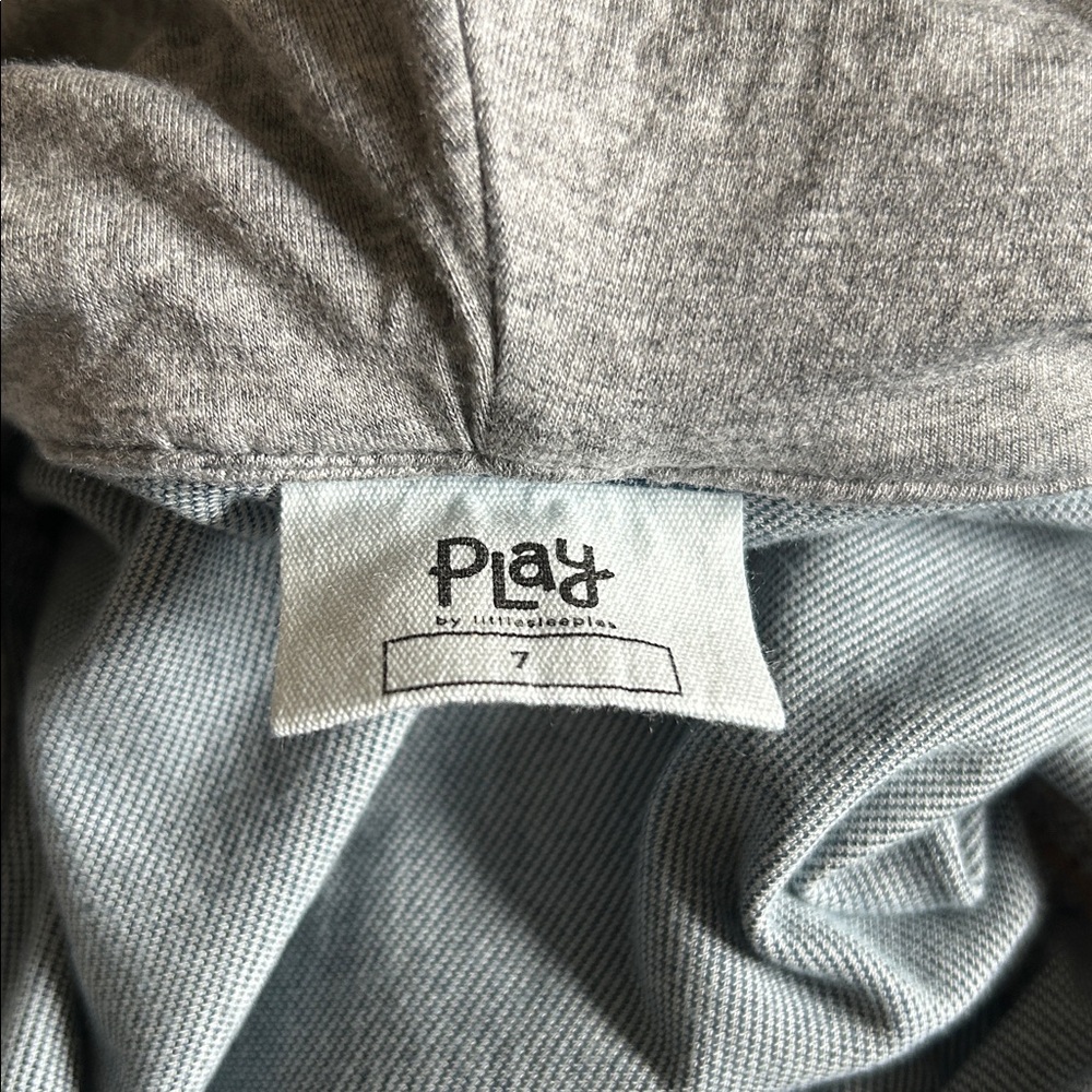 Little Sleepies Play Midwash‎ Blue/Gray Denim Snap Front Jacket Hooded Size 7 - Picture 7 of 12